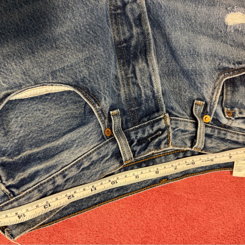 Slim Straight Distressed Light Blue Men's Jeans - Picture 10 of 16